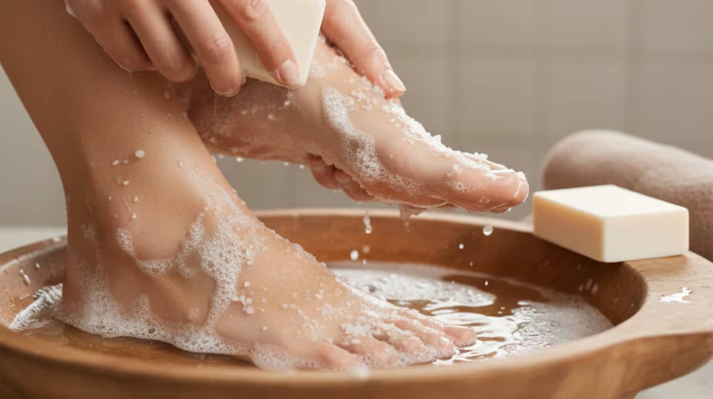 Mytí nohou neutrálním mýdlem a solí: k čemu to je dobré a kdy to dělat.